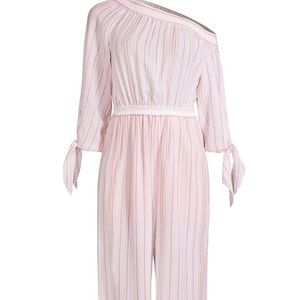 NWT - MICHAEL Michael Kors Women's Plus is off One-Shoulder Jumpsuit Dusty Rose
